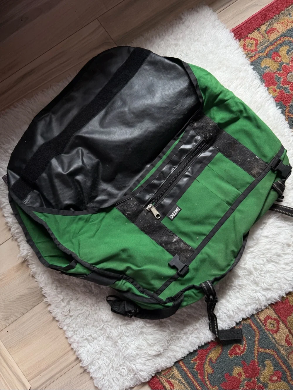 Chrome Green Black Messenger Bag Durable Waterproof Canvas Sling